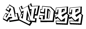 The clipart image depicts the word Andee in a style reminiscent of graffiti. The letters are drawn in a bold, block-like script with sharp angles and a three-dimensional appearance.