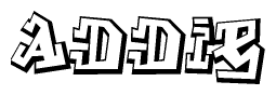 The clipart image depicts the word Addie in a style reminiscent of graffiti. The letters are drawn in a bold, block-like script with sharp angles and a three-dimensional appearance.