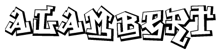 The clipart image depicts the word Alambert in a style reminiscent of graffiti. The letters are drawn in a bold, block-like script with sharp angles and a three-dimensional appearance.