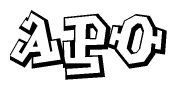 The clipart image features a stylized text in a graffiti font that reads Apo.