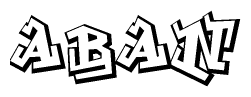 The clipart image depicts the word Aban in a style reminiscent of graffiti. The letters are drawn in a bold, block-like script with sharp angles and a three-dimensional appearance.