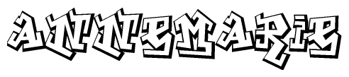 The clipart image depicts the word Annemarie in a style reminiscent of graffiti. The letters are drawn in a bold, block-like script with sharp angles and a three-dimensional appearance.