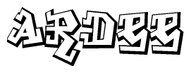 The clipart image depicts the word Ardee in a style reminiscent of graffiti. The letters are drawn in a bold, block-like script with sharp angles and a three-dimensional appearance.
