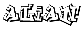 The clipart image features a stylized text in a graffiti font that reads Alian.