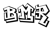 The clipart image depicts the word Bmr in a style reminiscent of graffiti. The letters are drawn in a bold, block-like script with sharp angles and a three-dimensional appearance.