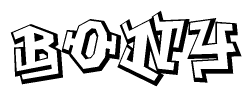 The clipart image features a stylized text in a graffiti font that reads Bony.