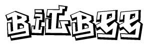 The image is a stylized representation of the letters Bilbee designed to mimic the look of graffiti text. The letters are bold and have a three-dimensional appearance, with emphasis on angles and shadowing effects.