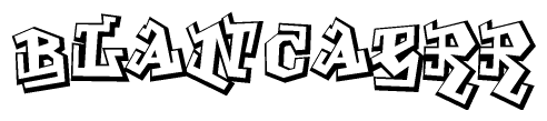The clipart image depicts the word Blancaerr in a style reminiscent of graffiti. The letters are drawn in a bold, block-like script with sharp angles and a three-dimensional appearance.