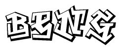 The image is a stylized representation of the letters Beng designed to mimic the look of graffiti text. The letters are bold and have a three-dimensional appearance, with emphasis on angles and shadowing effects.