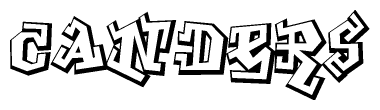 The image is a stylized representation of the letters Canders designed to mimic the look of graffiti text. The letters are bold and have a three-dimensional appearance, with emphasis on angles and shadowing effects.
