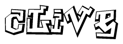 The clipart image features a stylized text in a graffiti font that reads Clive.