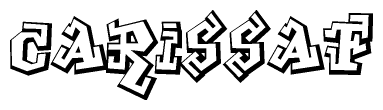 The clipart image depicts the word Carissaf in a style reminiscent of graffiti. The letters are drawn in a bold, block-like script with sharp angles and a three-dimensional appearance.