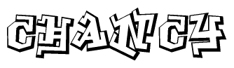 The image is a stylized representation of the letters Chancy designed to mimic the look of graffiti text. The letters are bold and have a three-dimensional appearance, with emphasis on angles and shadowing effects.