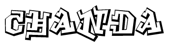 The image is a stylized representation of the letters Chanda designed to mimic the look of graffiti text. The letters are bold and have a three-dimensional appearance, with emphasis on angles and shadowing effects.