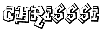 The clipart image depicts the word Chrisssi in a style reminiscent of graffiti. The letters are drawn in a bold, block-like script with sharp angles and a three-dimensional appearance.