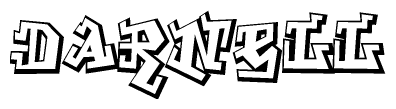 The image is a stylized representation of the letters Darnell designed to mimic the look of graffiti text. The letters are bold and have a three-dimensional appearance, with emphasis on angles and shadowing effects.