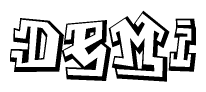 The image is a stylized representation of the letters Demi designed to mimic the look of graffiti text. The letters are bold and have a three-dimensional appearance, with emphasis on angles and shadowing effects.