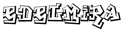 The clipart image depicts the word Edelmira in a style reminiscent of graffiti. The letters are drawn in a bold, block-like script with sharp angles and a three-dimensional appearance.