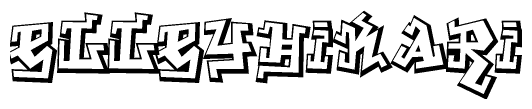 The clipart image depicts the word Elleyhikari in a style reminiscent of graffiti. The letters are drawn in a bold, block-like script with sharp angles and a three-dimensional appearance.