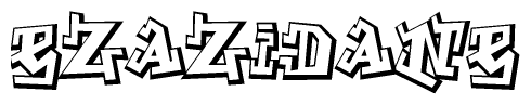 The clipart image depicts the word Ezazidane in a style reminiscent of graffiti. The letters are drawn in a bold, block-like script with sharp angles and a three-dimensional appearance.