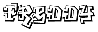 The image is a stylized representation of the letters Freddy designed to mimic the look of graffiti text. The letters are bold and have a three-dimensional appearance, with emphasis on angles and shadowing effects.