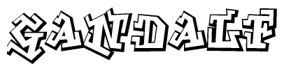 The clipart image features a stylized text in a graffiti font that reads Gandalf.