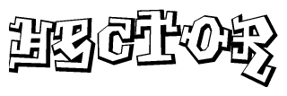The clipart image depicts the word Hector in a style reminiscent of graffiti. The letters are drawn in a bold, block-like script with sharp angles and a three-dimensional appearance.
