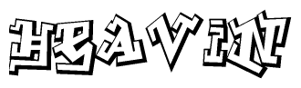 The clipart image depicts the word Heavin in a style reminiscent of graffiti. The letters are drawn in a bold, block-like script with sharp angles and a three-dimensional appearance.