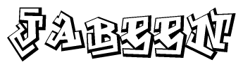 The clipart image features a stylized text in a graffiti font that reads Jabeen.