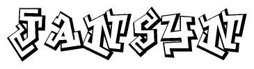 The image is a stylized representation of the letters Jansyn designed to mimic the look of graffiti text. The letters are bold and have a three-dimensional appearance, with emphasis on angles and shadowing effects.