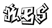The clipart image depicts the word Kes in a style reminiscent of graffiti. The letters are drawn in a bold, block-like script with sharp angles and a three-dimensional appearance.