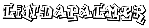 The clipart image depicts the word Lindapalmer in a style reminiscent of graffiti. The letters are drawn in a bold, block-like script with sharp angles and a three-dimensional appearance.