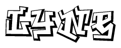 The clipart image depicts the word Lyne in a style reminiscent of graffiti. The letters are drawn in a bold, block-like script with sharp angles and a three-dimensional appearance.