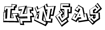 The clipart image features a stylized text in a graffiti font that reads Lynjas.