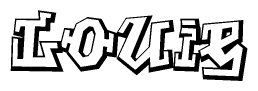 The image is a stylized representation of the letters Louie designed to mimic the look of graffiti text. The letters are bold and have a three-dimensional appearance, with emphasis on angles and shadowing effects.