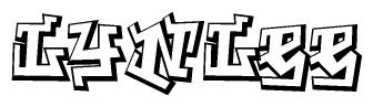 The image is a stylized representation of the letters Lynlee designed to mimic the look of graffiti text. The letters are bold and have a three-dimensional appearance, with emphasis on angles and shadowing effects.