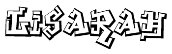 The clipart image depicts the word Lisarah in a style reminiscent of graffiti. The letters are drawn in a bold, block-like script with sharp angles and a three-dimensional appearance.