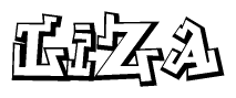 The clipart image depicts the word Liza in a style reminiscent of graffiti. The letters are drawn in a bold, block-like script with sharp angles and a three-dimensional appearance.