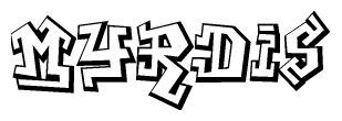 The clipart image features a stylized text in a graffiti font that reads Myrdis.