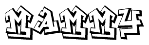 The image is a stylized representation of the letters Mammy designed to mimic the look of graffiti text. The letters are bold and have a three-dimensional appearance, with emphasis on angles and shadowing effects.