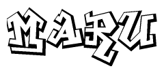 The clipart image depicts the word Maru in a style reminiscent of graffiti. The letters are drawn in a bold, block-like script with sharp angles and a three-dimensional appearance.