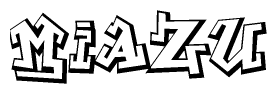 The image is a stylized representation of the letters Miazu designed to mimic the look of graffiti text. The letters are bold and have a three-dimensional appearance, with emphasis on angles and shadowing effects.
