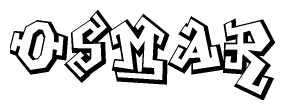 The image is a stylized representation of the letters Osmar designed to mimic the look of graffiti text. The letters are bold and have a three-dimensional appearance, with emphasis on angles and shadowing effects.