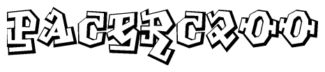 The clipart image depicts the word Pacerc200 in a style reminiscent of graffiti. The letters are drawn in a bold, block-like script with sharp angles and a three-dimensional appearance.