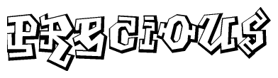 The clipart image depicts the word Precious in a style reminiscent of graffiti. The letters are drawn in a bold, block-like script with sharp angles and a three-dimensional appearance.