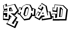 The clipart image features a stylized text in a graffiti font that reads Road.