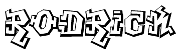 The clipart image features a stylized text in a graffiti font that reads Rodrick.