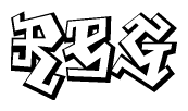 The clipart image depicts the word Reg in a style reminiscent of graffiti. The letters are drawn in a bold, block-like script with sharp angles and a three-dimensional appearance.