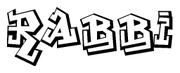 The clipart image depicts the word Rabbi in a style reminiscent of graffiti. The letters are drawn in a bold, block-like script with sharp angles and a three-dimensional appearance.