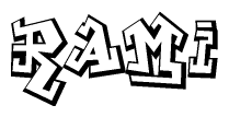 The clipart image depicts the word Rami in a style reminiscent of graffiti. The letters are drawn in a bold, block-like script with sharp angles and a three-dimensional appearance.